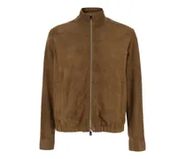 Wildlederjacke mit Reißverschluss - Braun