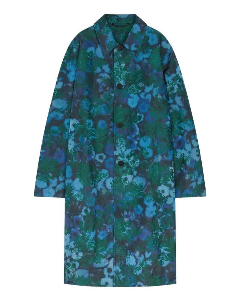 Dries van Noten jacquard mac coat - Blau Blau