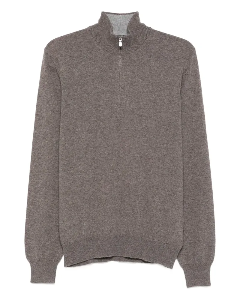 BARBA Pullover mit Reißverschluss - Braun Braun