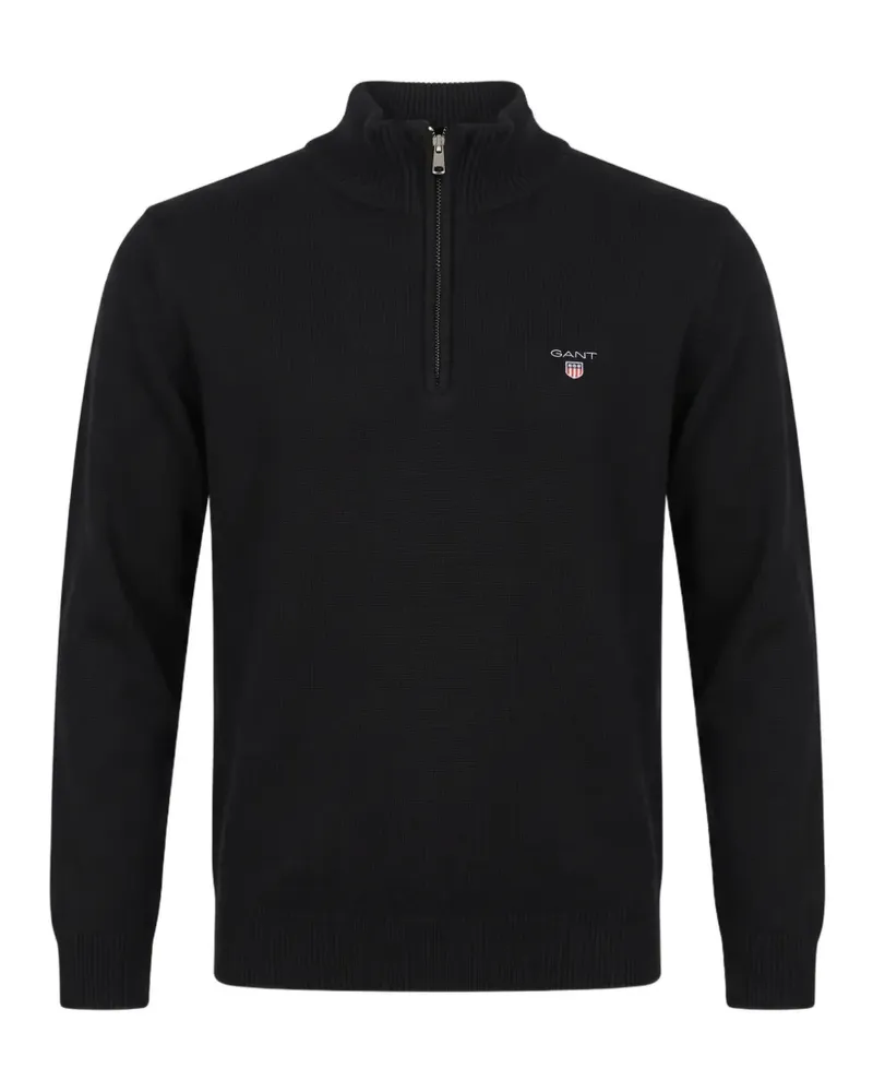 Gant quarter-zip logo-embroidered sweater - Schwarz Schwarz
