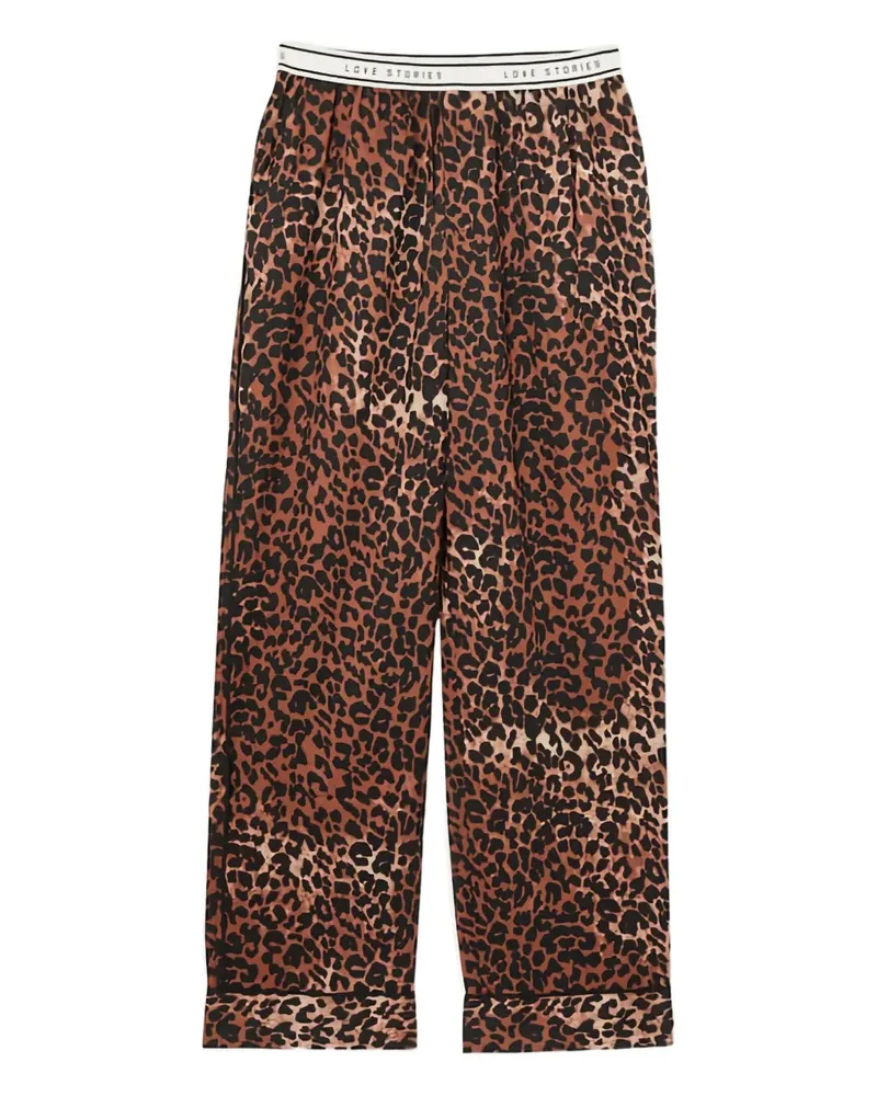 LOVE Stories Pyjama-Hose mit Leoparden-Print - Braun Braun