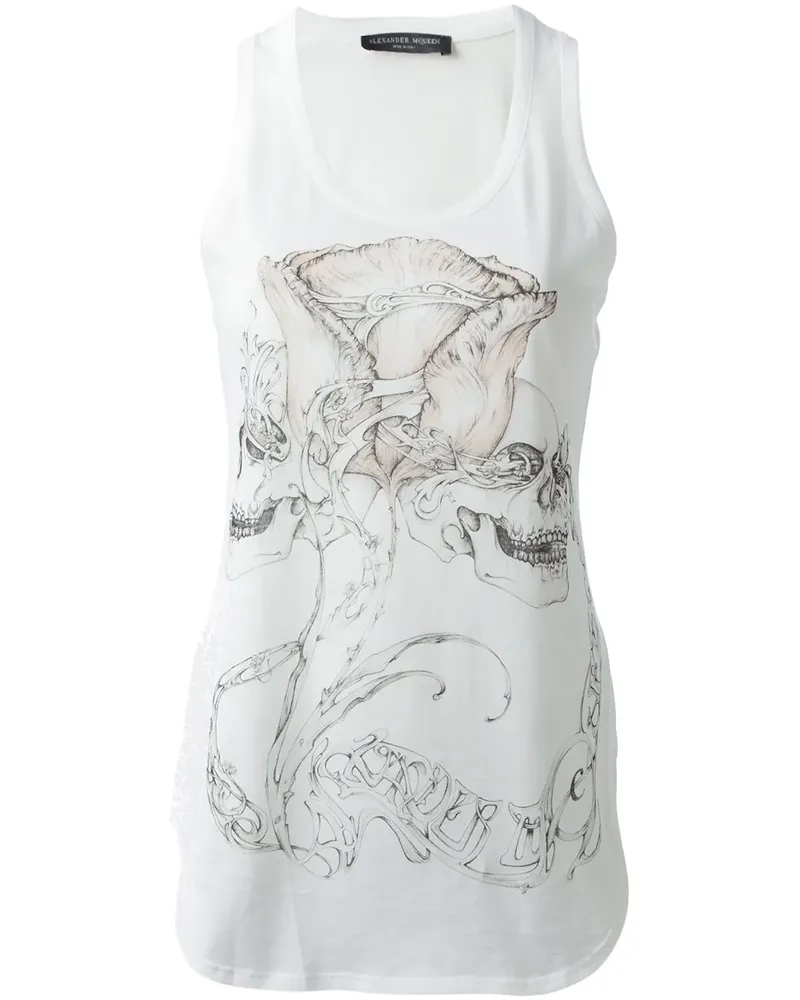 Alexander McQueen skull and rose print tank top - Weiß Weiß