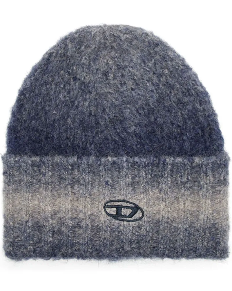 Diesel Pelo Beanie mit Logo-Stickerei - Blau Blau