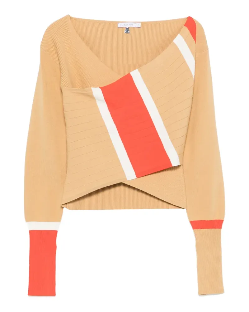 Patrizia Pepe colour-block wrap-front knit - Nude Nude
