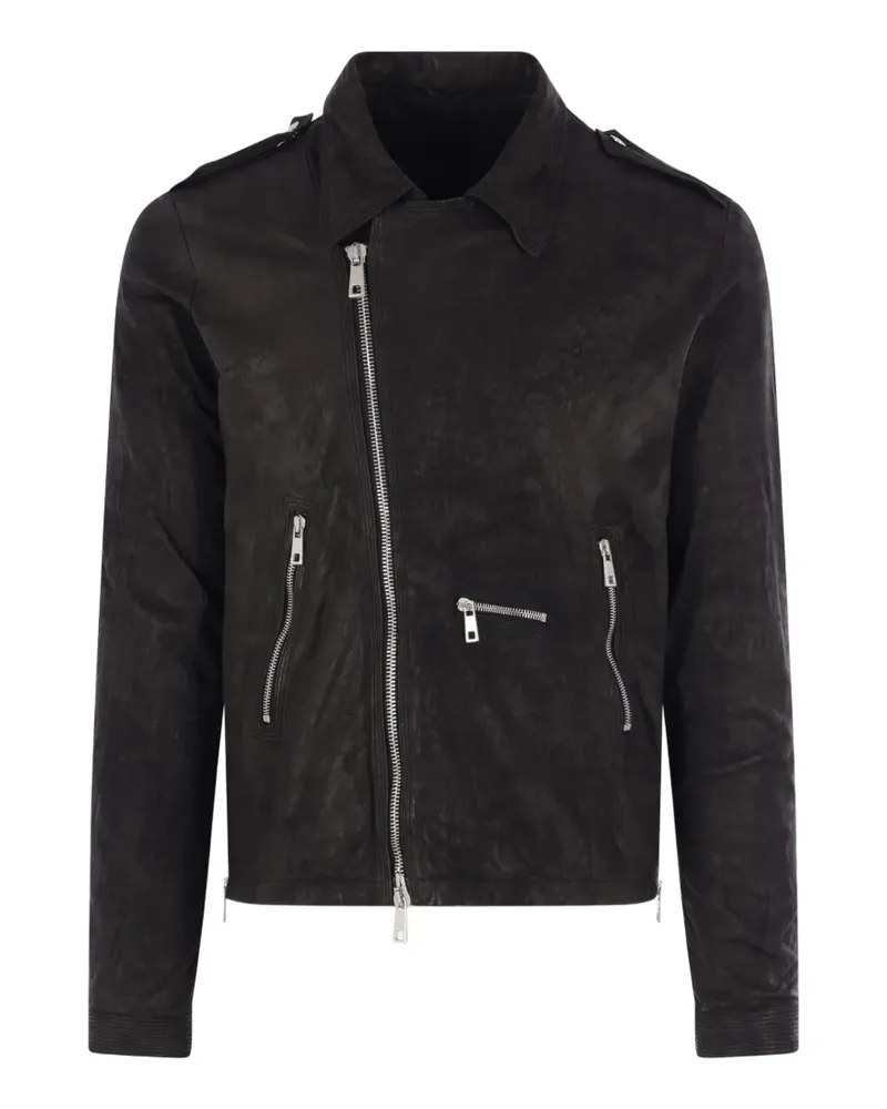 Giorgio Brato zipped leather biker jacket - Schwarz Schwarz