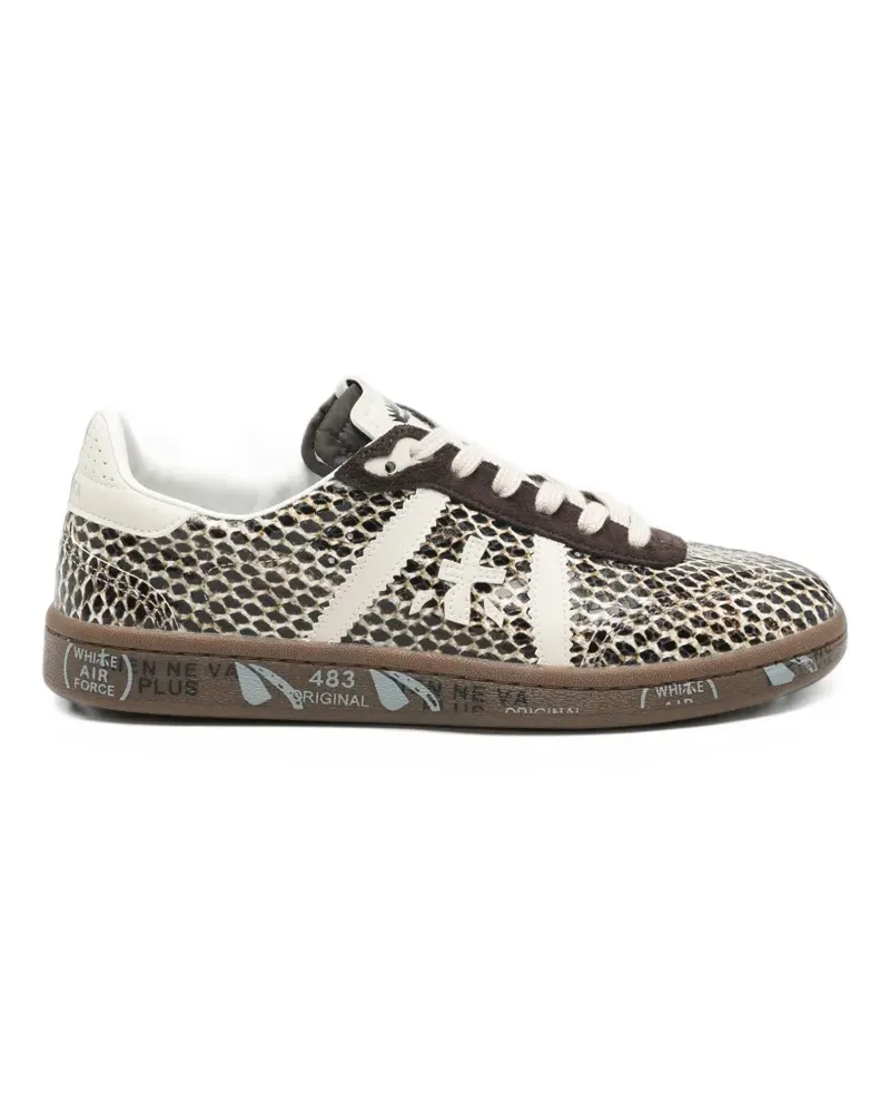 Premiata Bonnie snakeskin-effect sneakers - Braun Braun