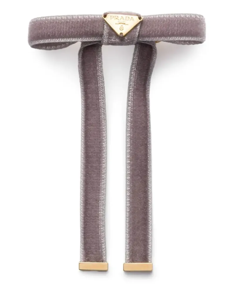 Prada logo velvet hair clip - Grau Grau