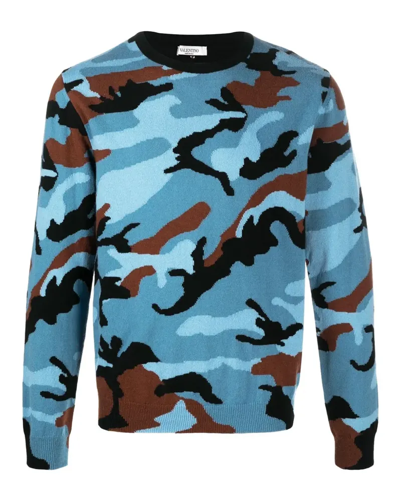 Valentino Garavani camouflage crew-neck sweater - Blau Blau