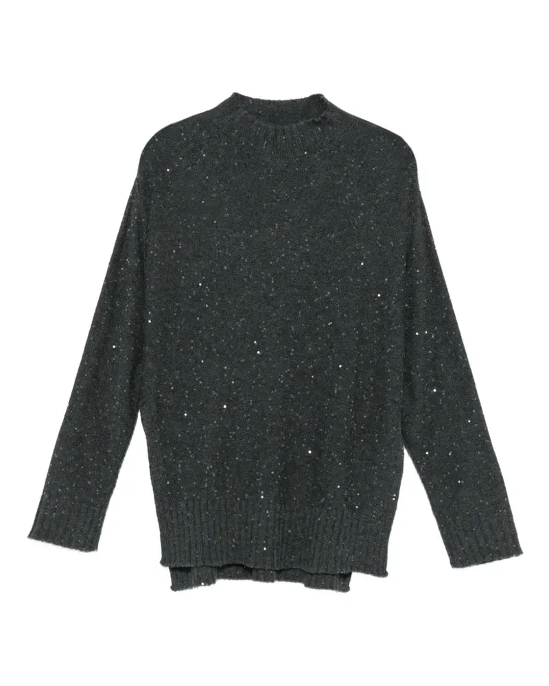 Lorena Antoniazzi Pullover mit Pailletten und Seitenschlitz - Grau Grau