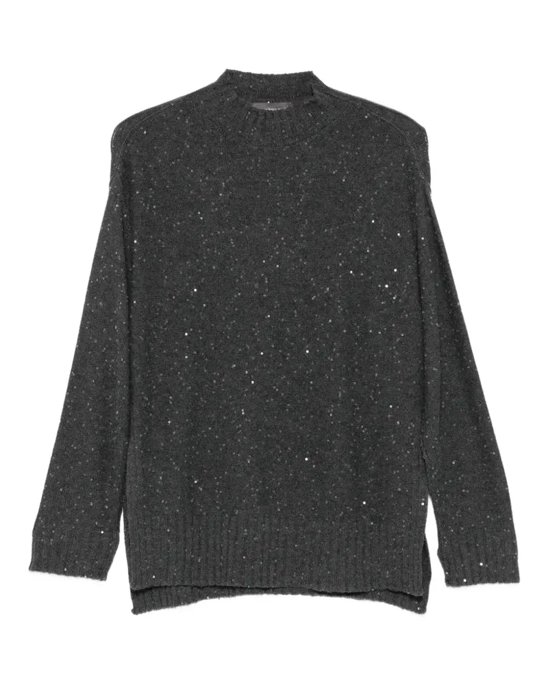 Lorena Antoniazzi Pullover mit Pailletten und Seitenschlitz - Grau Grau