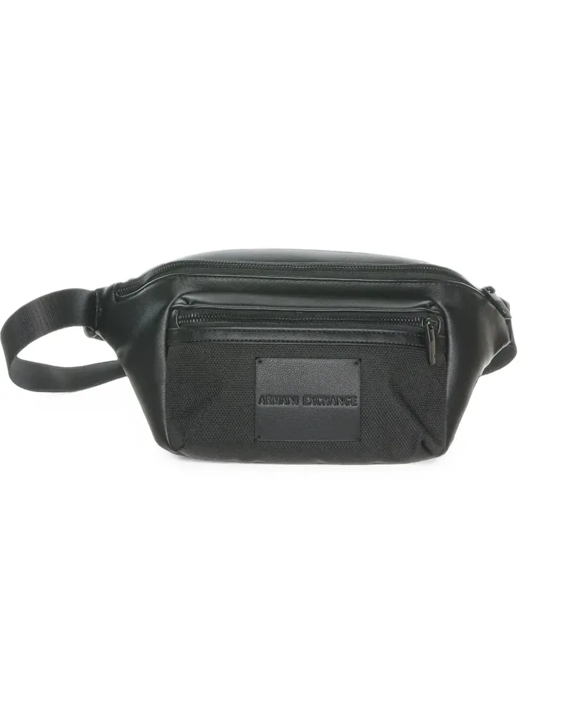 Armani Exchange logo-patch panelled belt bag - Schwarz Schwarz