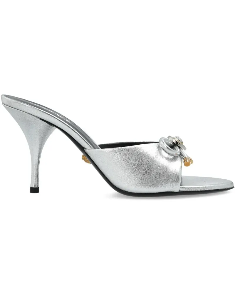 Versace Mules aus Leder 85mm - Silber Silber