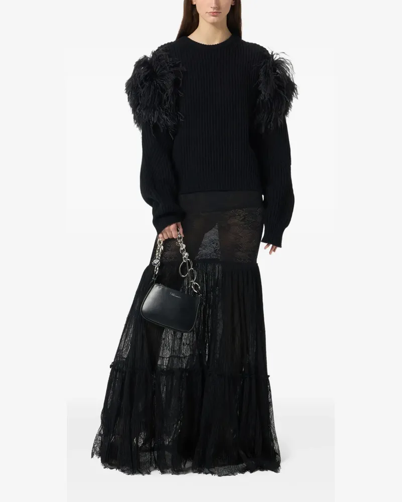 Blumarine Semi-transparenter Maxirock aus Rébrodé-Spitze - Schwarz Schwarz