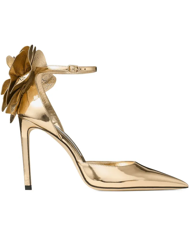 Jimmy Choo Marja Pumps mit Blumenmotiv 100mm - Gold Gold