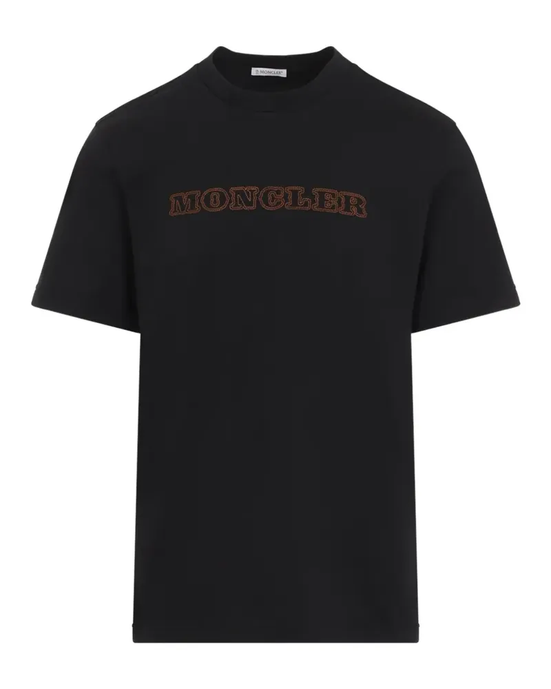 Moncler T-Shirt mit Logo-Stickerei - Schwarz Schwarz