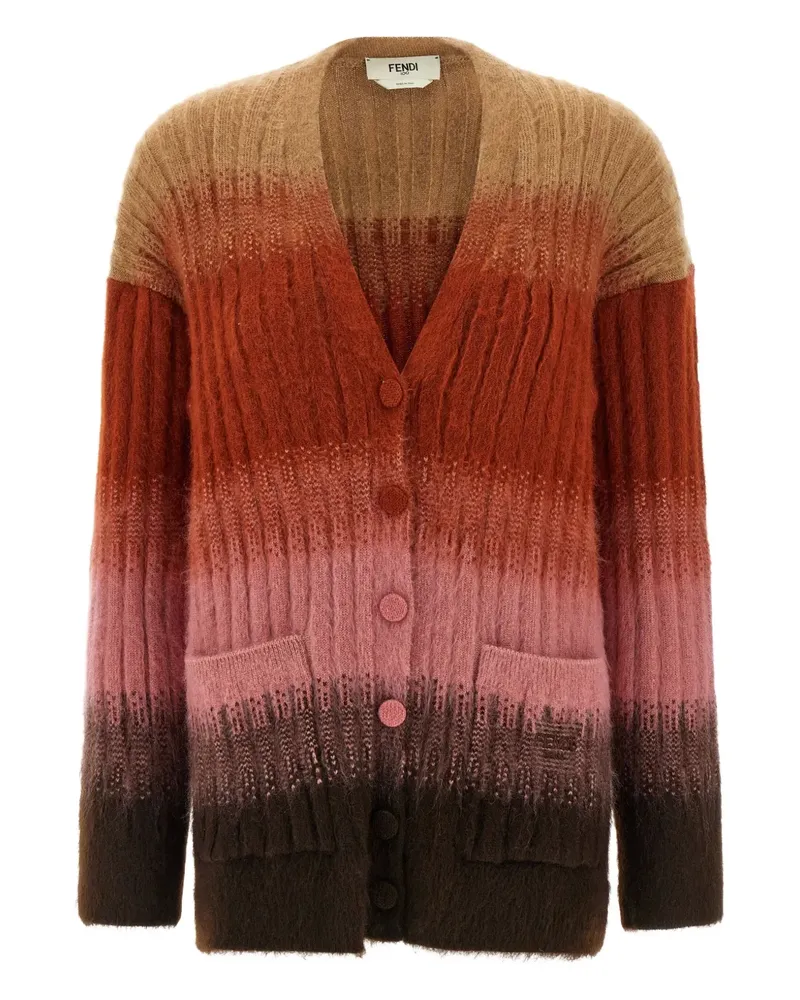 Fendi ribbed vanisé cardigan - Braun Braun