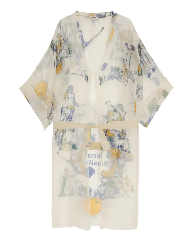 Amir Slama print belted silk beach cover-up - Nude Nude