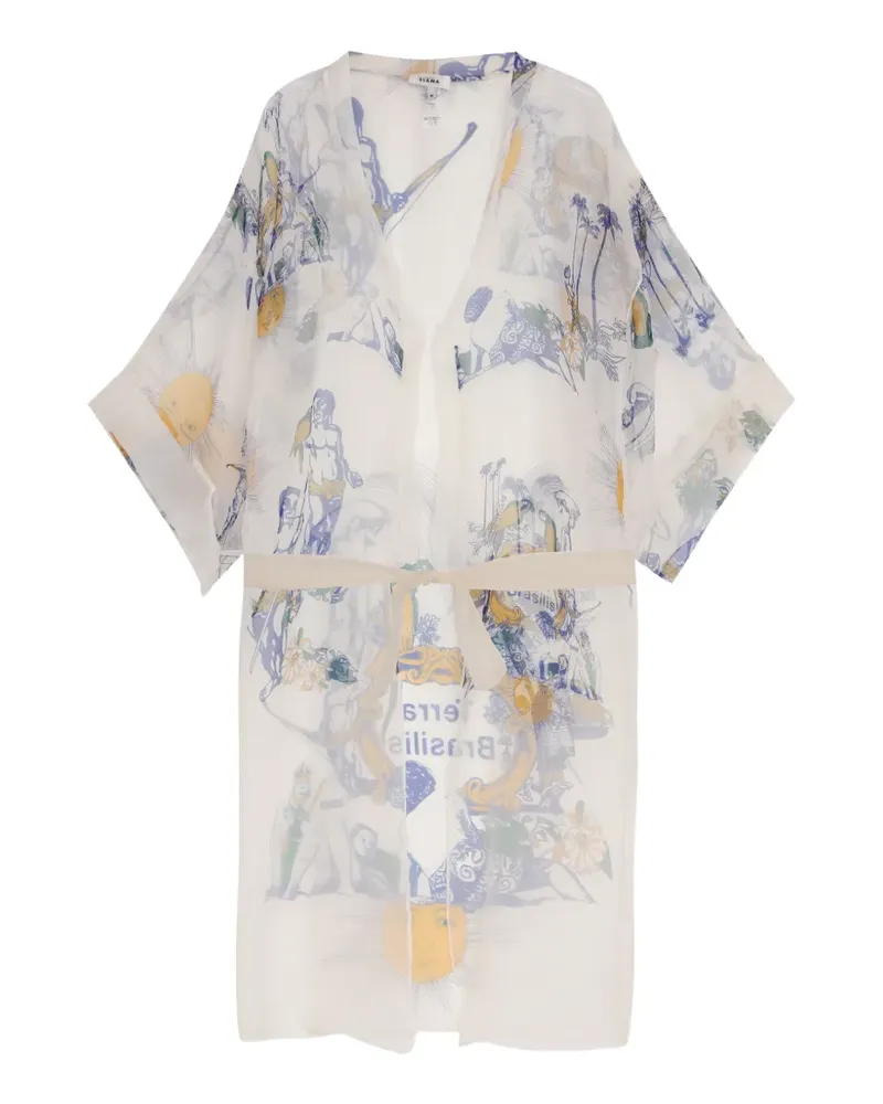 Amir Slama Kaftan aus Seide mit Print - Nude Nude