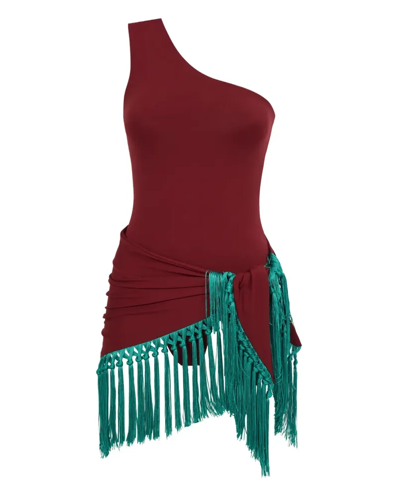 Taller Marmo Yacare One-Shoulder-Badeanzug mit Fransen - Rot Rot