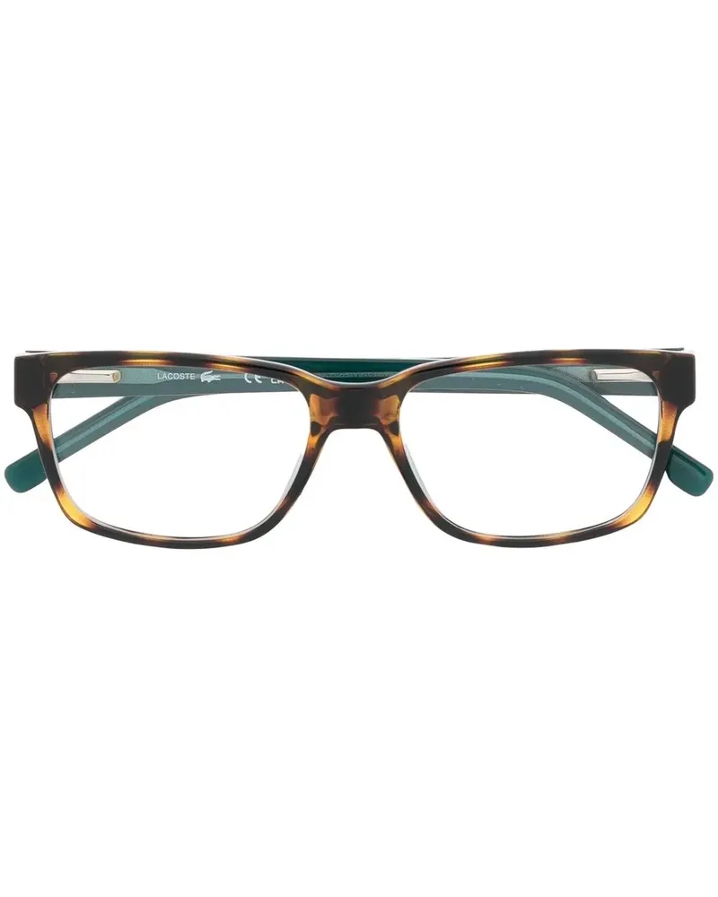 Lacoste Eckige Brille mit Logo-Schild - Braun Braun