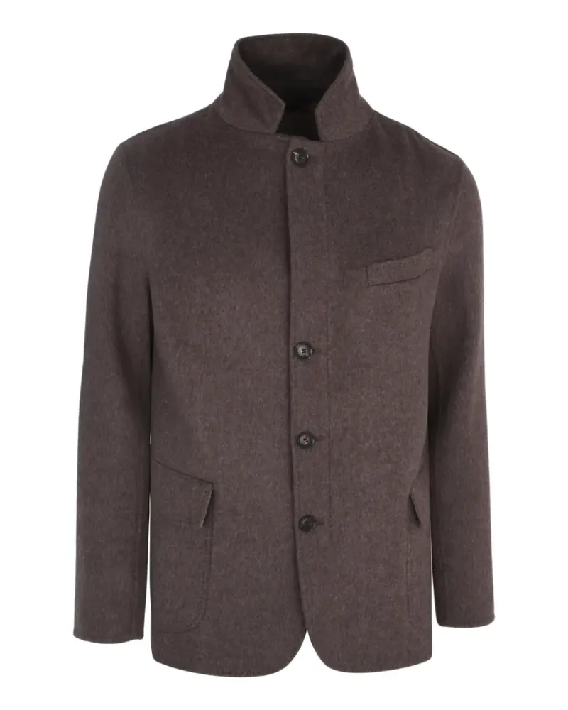 Luciano Barbera high-neck button-up jacket - Braun Braun
