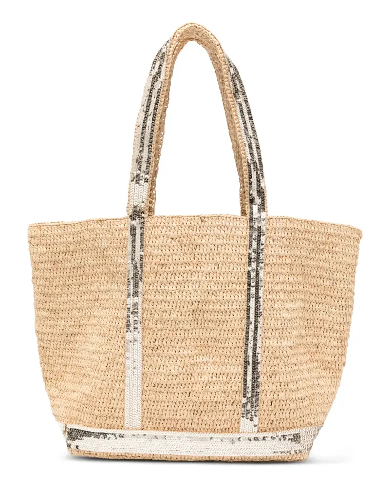 Vanessa Bruno M raffia sequin tote bag - Nude Nude