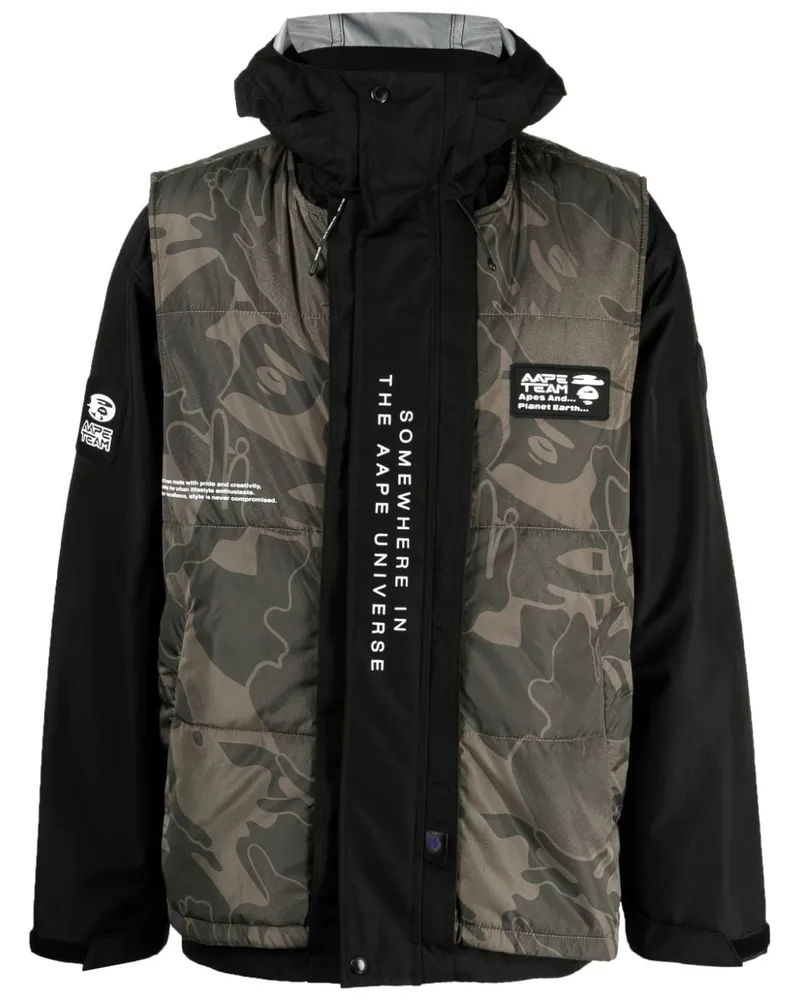 BAPE Gefütterte Jacke im Layering-Look Grün