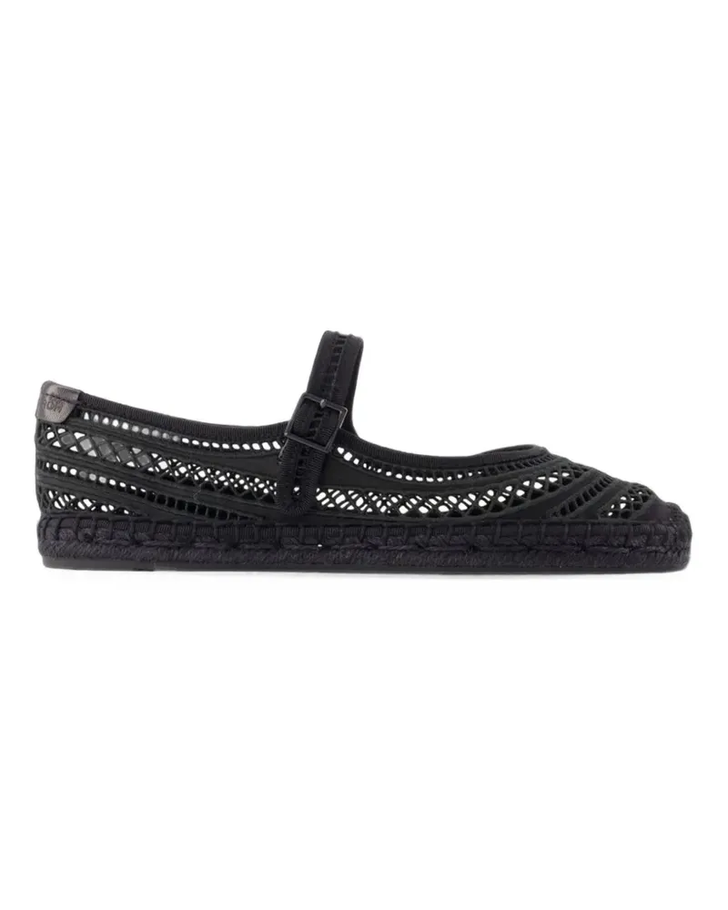 Tory Burch Mary Jane Espadrilles mit Lochmuster - Schwarz Schwarz