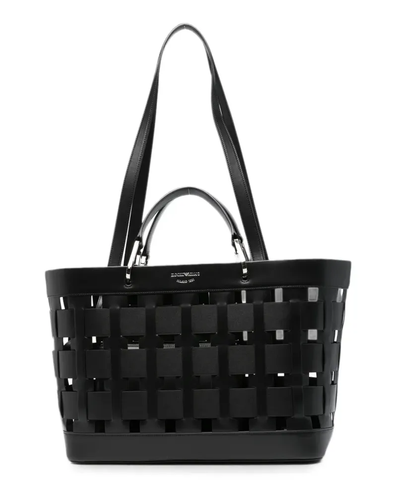 Emporio Armani medium woven tote bag - Schwarz Schwarz