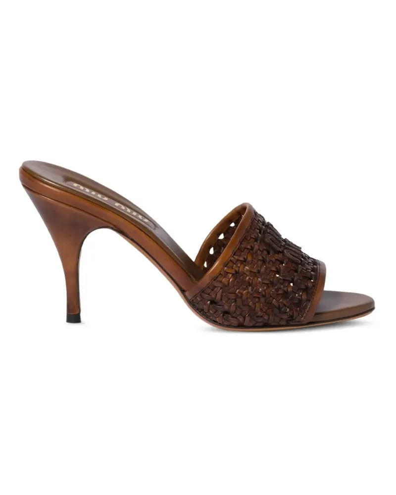 Miu Miu Sandalen mit Webmuster - Braun Braun