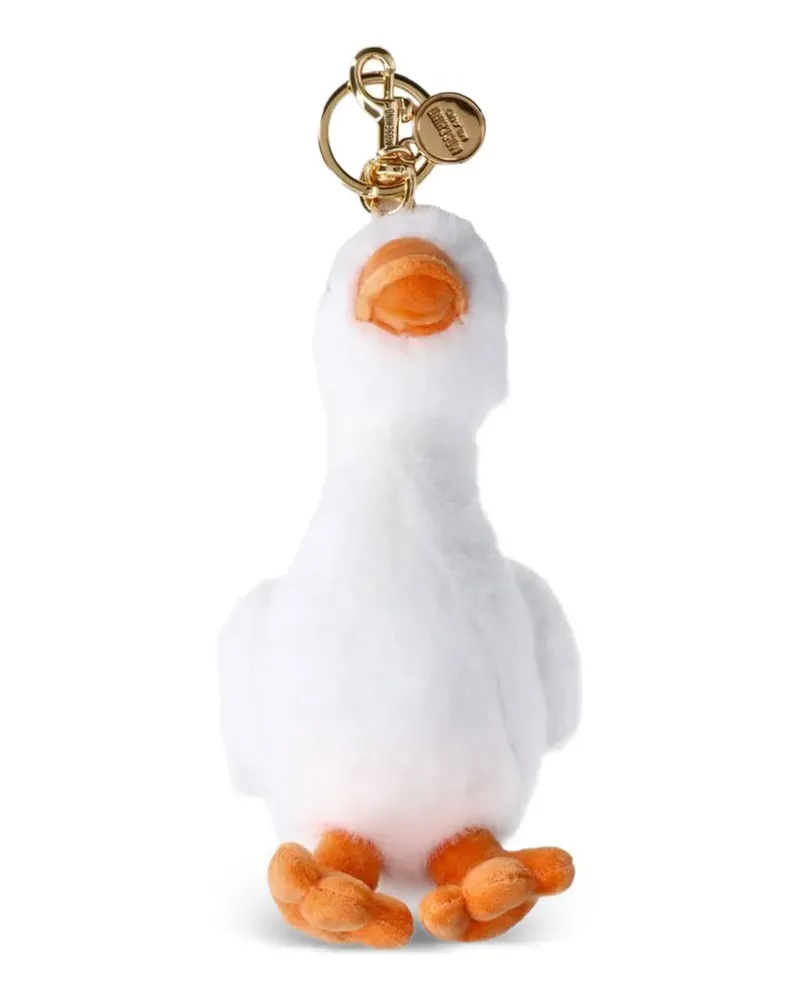 Moschino goose-design keyring - Weiß Weiß