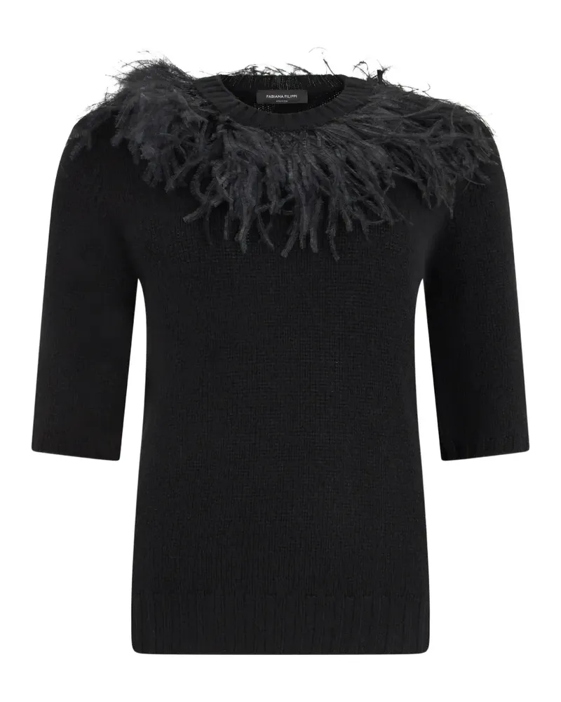 Fabiana Filippi Pullover mit Federn - Schwarz Schwarz