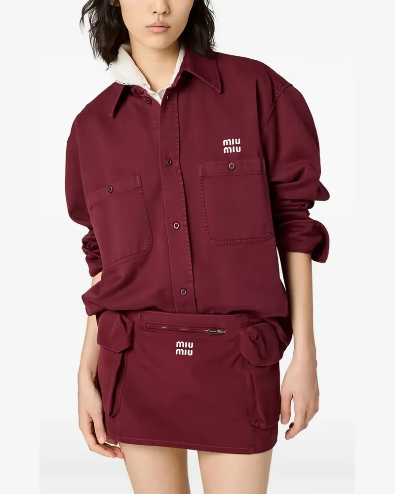 Miu Miu Hemd mit Logo-Stickerei - Rot Rot