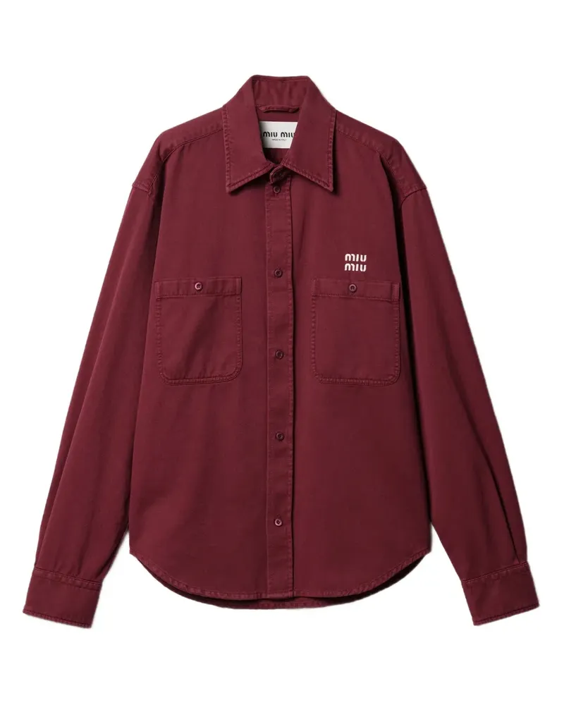 Miu Miu Hemd mit Logo-Stickerei - Rot Rot