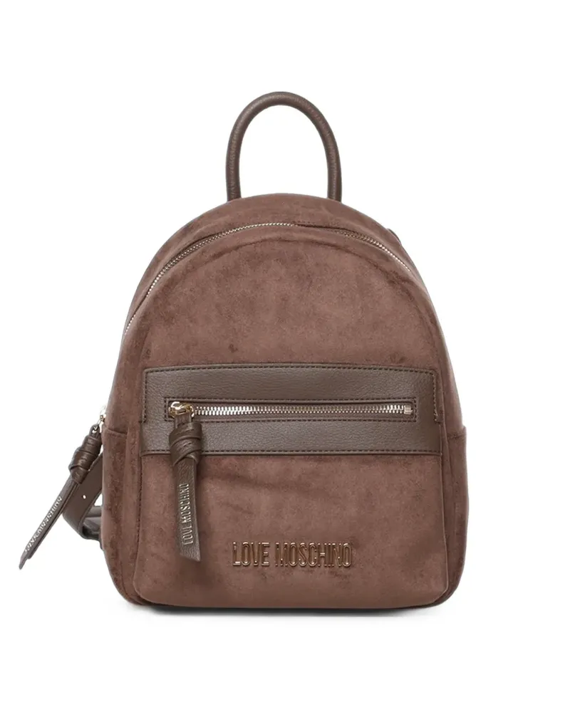 Moschino logo-plaque backpack - Braun Braun