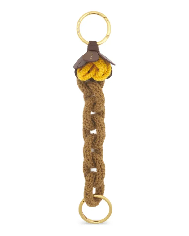 Marni crochet-knit flower-detail keyring - Nude Nude