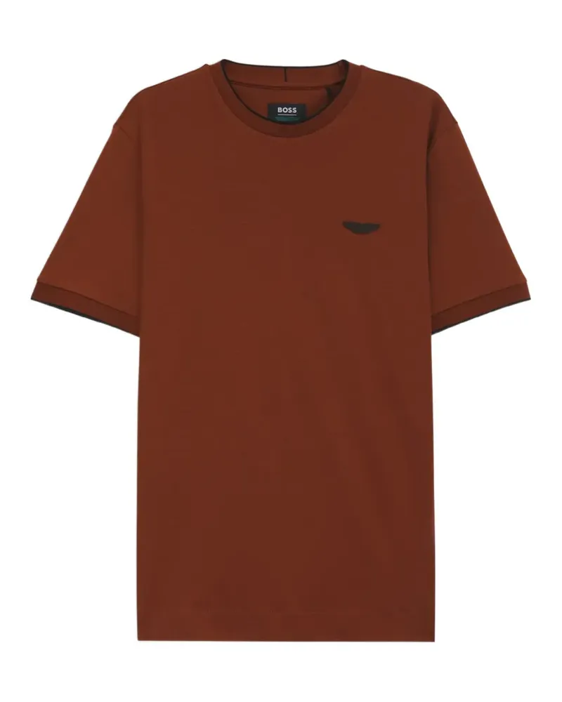 HUGO BOSS T-Shirt mit Logo-Schild - Braun Braun
