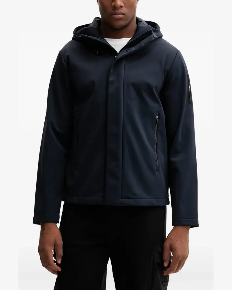 EA7 logo-patch hooded jacket - Blau Blau