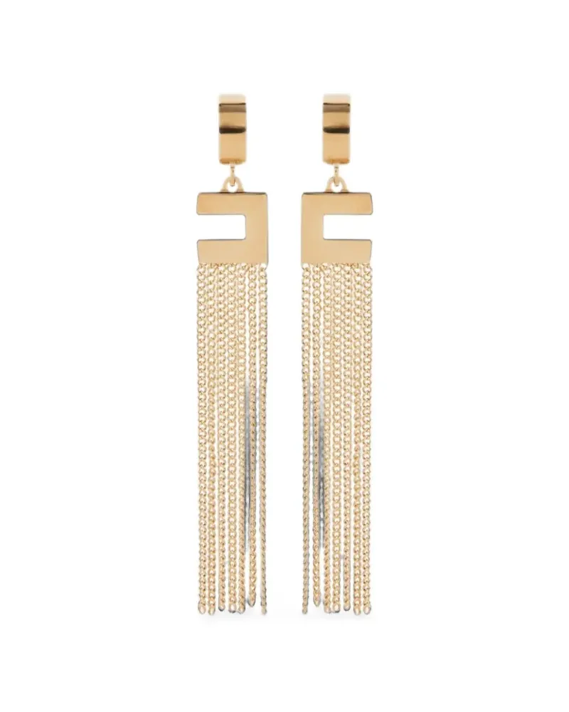 Elisabetta Franchi Hängeohrringe mit Logo - Gold Gold