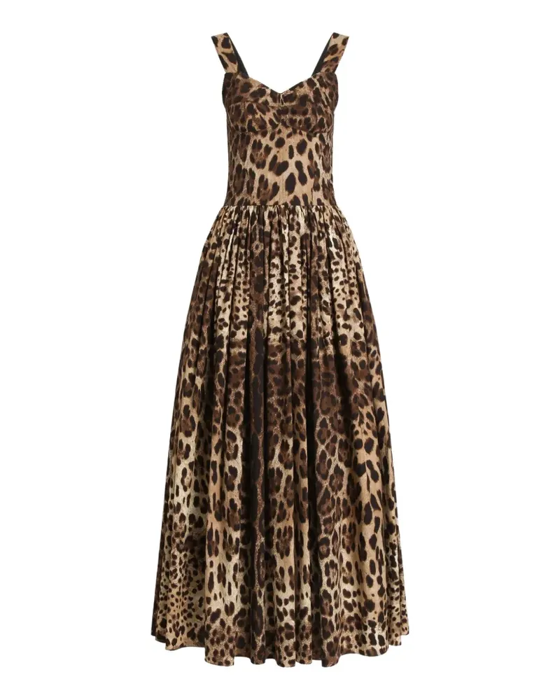Dolce & Gabbana leo-print poplin dress - Nude Nude