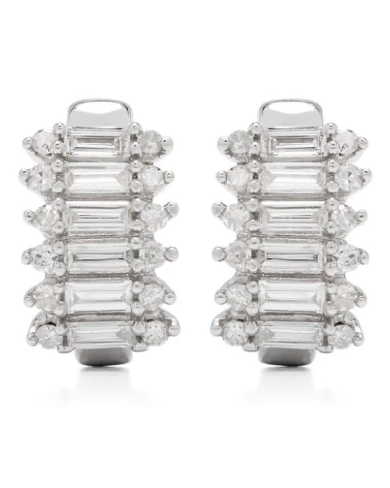 Adina Reyter J-förmige Stack Baguette Creolen - Silber Silber