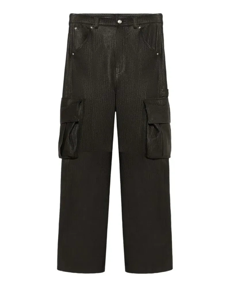 1989 STUDIO intreccio leather cargo trousers - Schwarz Schwarz