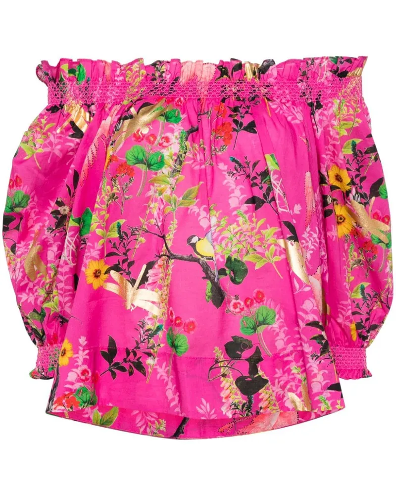 Cynthia Rowley Gesmokte Bluse Rosa