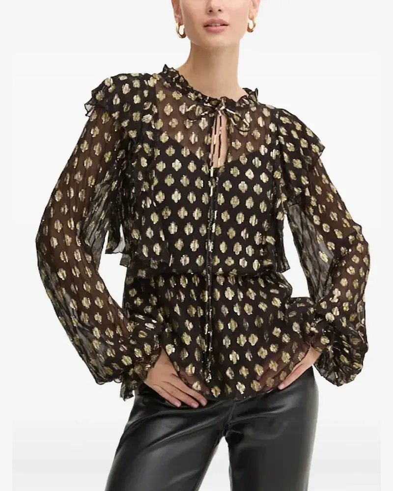 Never Fully Dressed Bluse mit geometrischem Print - Schwarz Schwarz