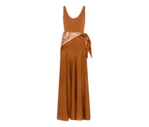 Ärmelloses Kleid mit Schaldetail - Braun