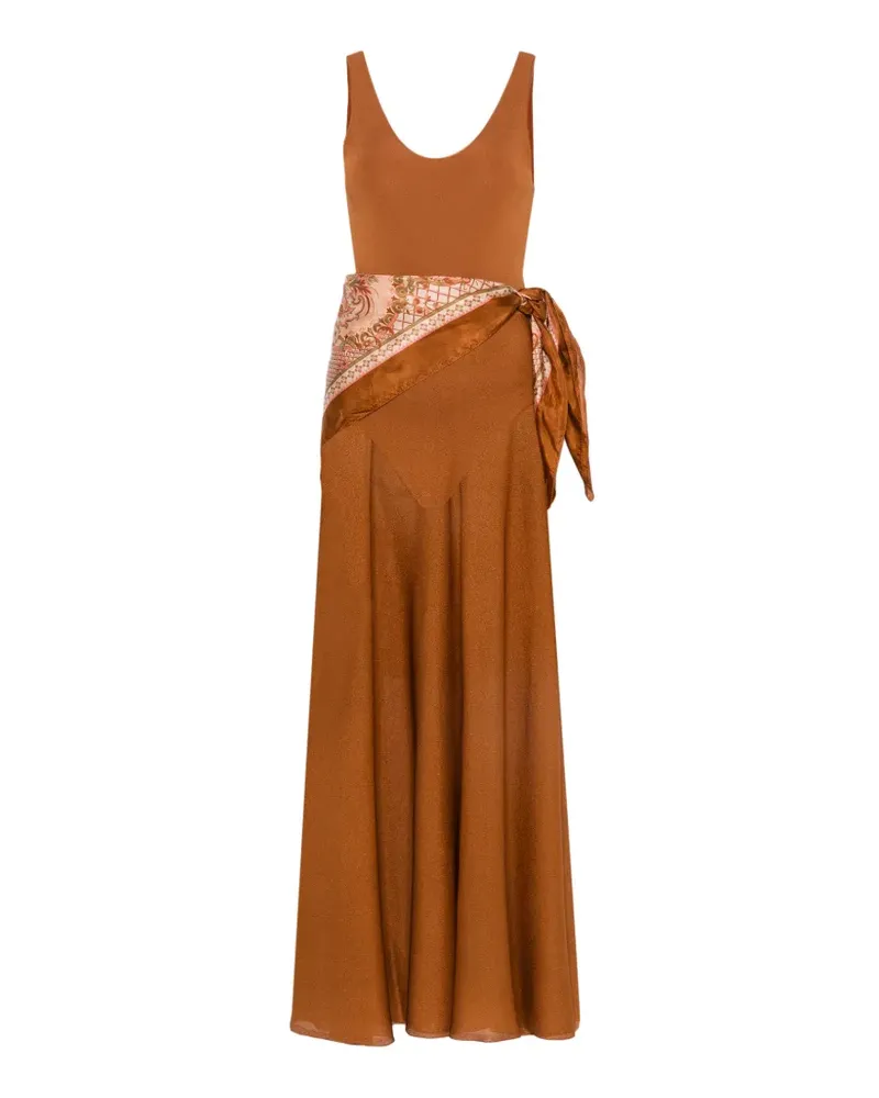 Zimmermann scarf-detail sleeveless dress - Braun Braun