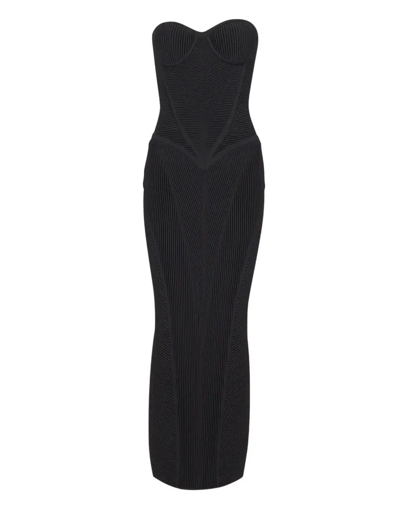 Balmain Schulterfreies Midikleid - Schwarz Schwarz