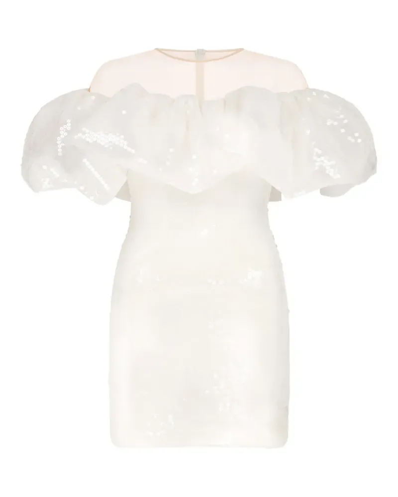 David Koma sequin-embellished ruffled dress - Weiß Weiß