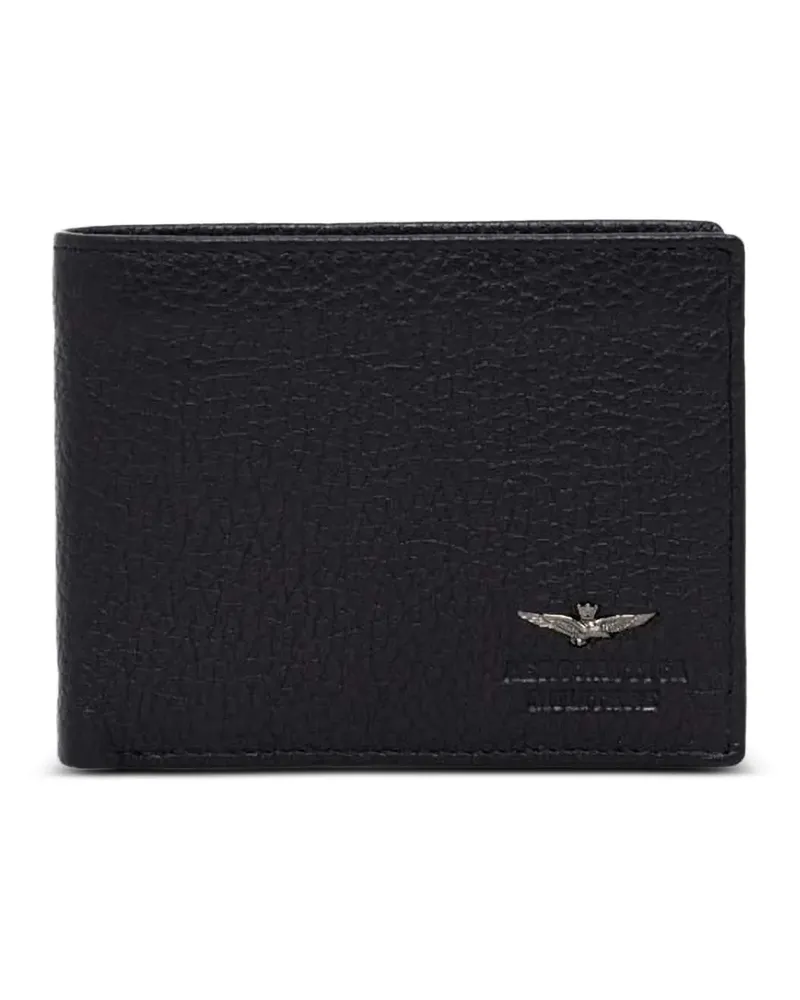 Aeronautica Militare logo-plaque bifold wallet - Schwarz Schwarz