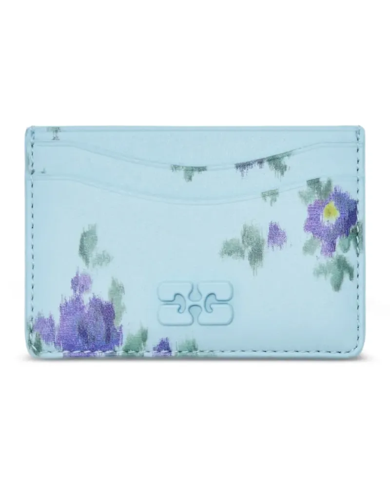 Ganni Kartenetui mit Blumen-Print - Blau Blau